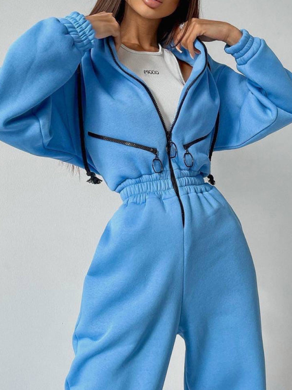 Title: Women Zip Up Casual Tracksuit Set