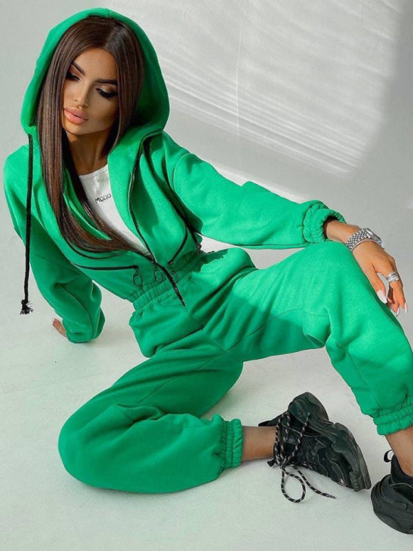 Title: Women Zip Up Casual Tracksuit Set