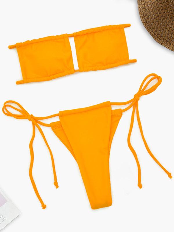 Einteiliger Badeanzug für Damen, einfarbig, sexy Bikini-Set 
