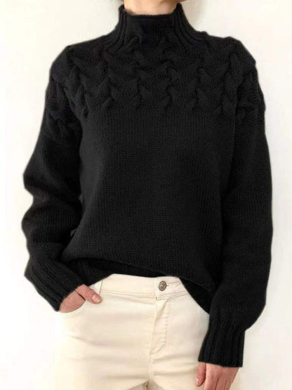 Lässiges, langärmliges, einfarbiges Pullover-Pullover mit Rollkragen 