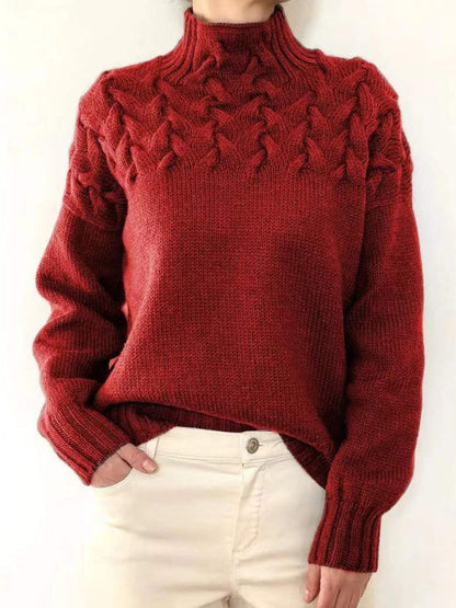 Lässiges, langärmliges, einfarbiges Pullover-Pullover mit Rollkragen 