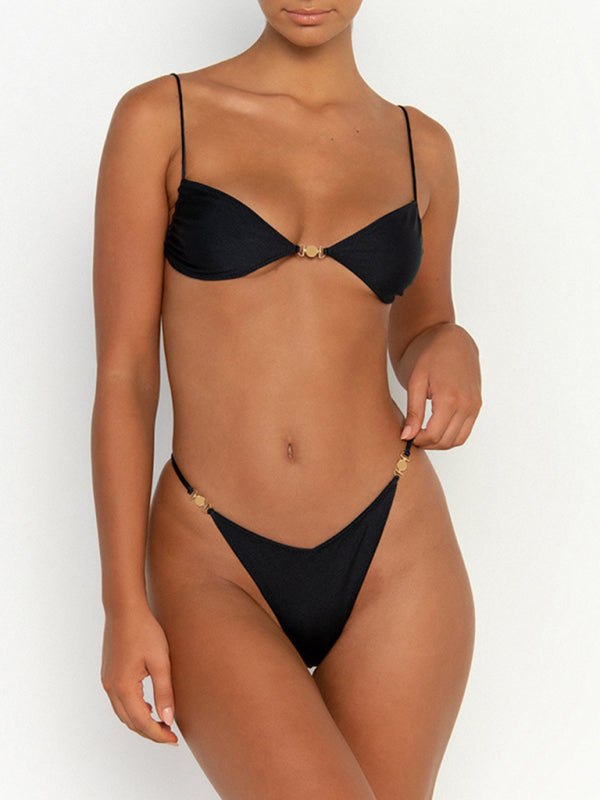 Neuer Damen-Bikini mit geteiltem, rückenfreiem Träger-Badeanzug und engem Bikini 