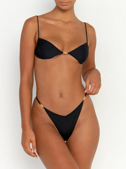 Neuer Damen-Bikini mit geteiltem, rückenfreiem Träger-Badeanzug und engem Bikini 