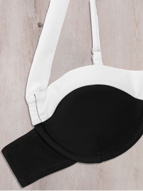 Nouveau bikini sexy dos nu bloc de couleur