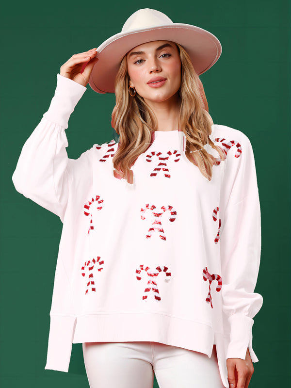 Sweat-shirt à col rond pour femmes, série de noël automne/hiver, à la mode 