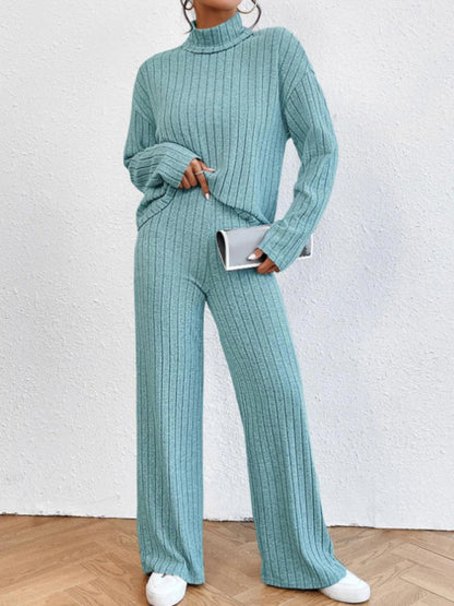 Casual high collar knitted long sleeve women&