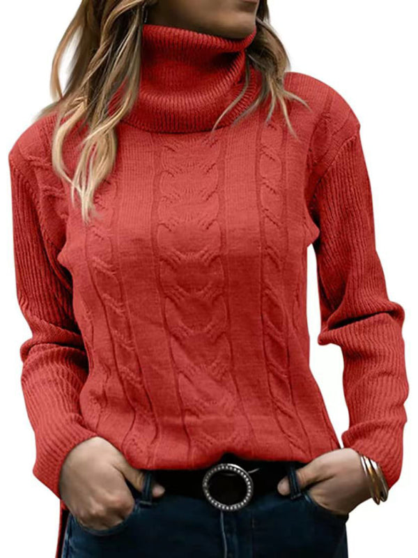 Neuer einfarbiger Rollkragenpullover für Damen im Retro-Stil mit langen Ärmeln 