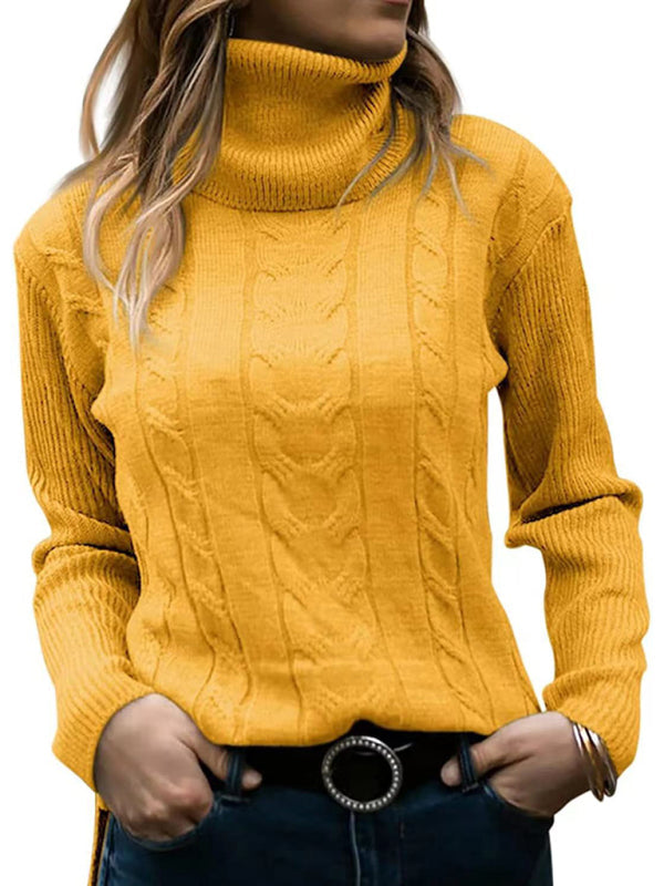 Neuer einfarbiger Rollkragenpullover für Damen im Retro-Stil mit langen Ärmeln 