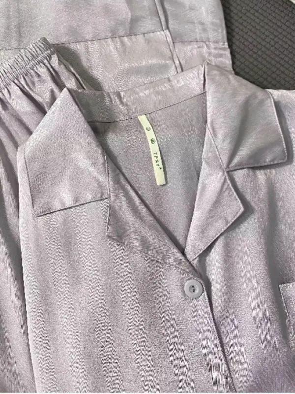 Silver textured ice silk pajamas set