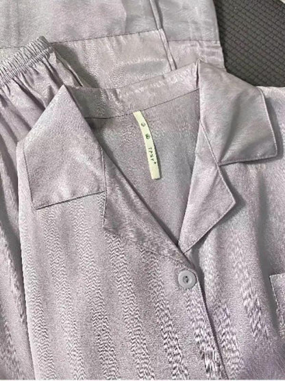 Silver textured ice silk pajamas set