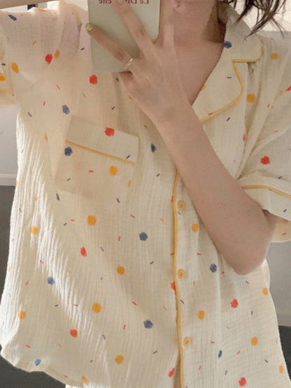 New style fresh short-sleeved trousers home wear pajamas two-piece set