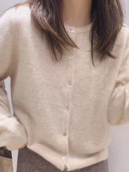 New round neck layered knitted cardigan