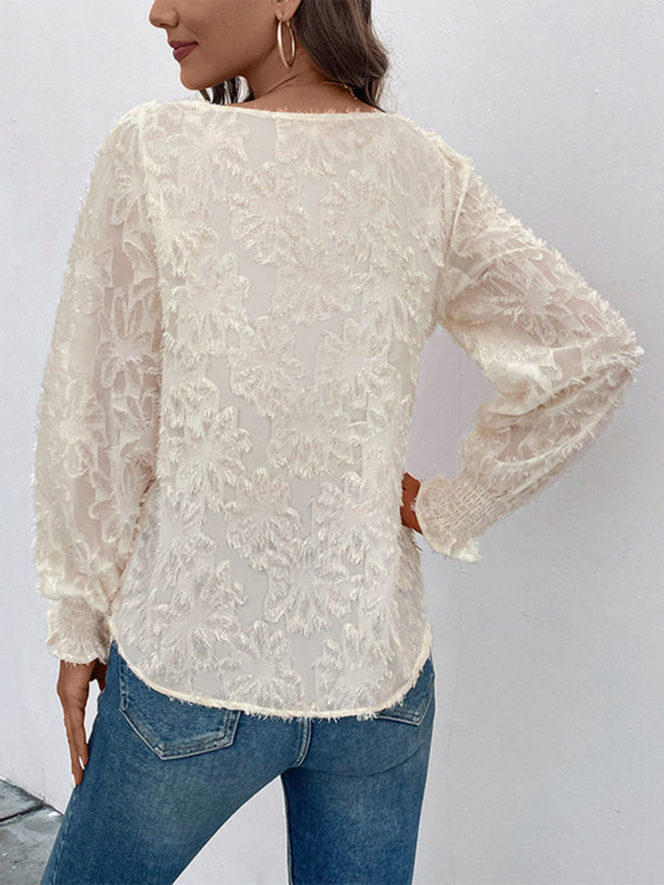 Neues, elegantes Jacquard-Pulloverhemd für Damen 