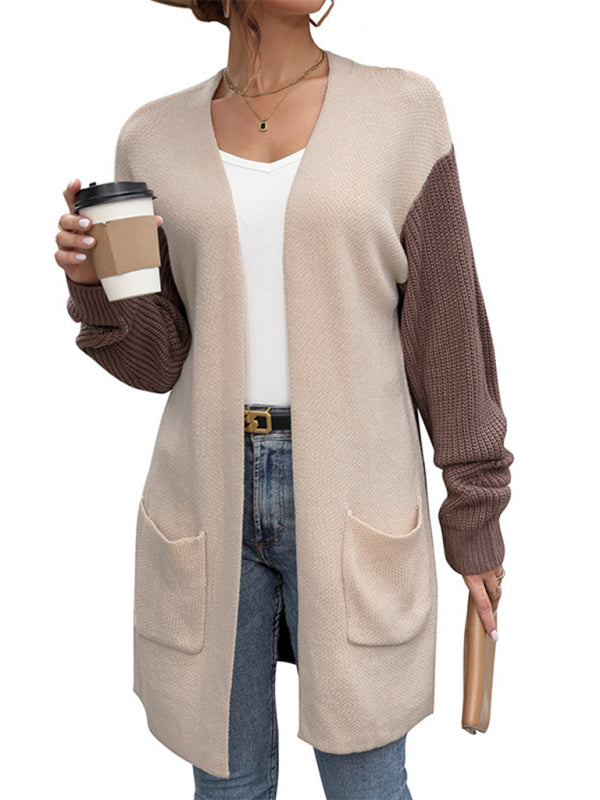 Neue Damen-Pulloverjacke mit Farbblockdesign 