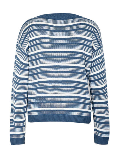 Women Casual Striped Knit Sweater