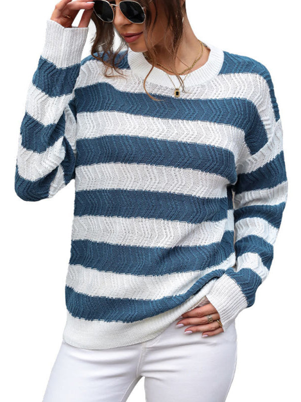 Woman in striped sweater, sunglasses, casual fashion