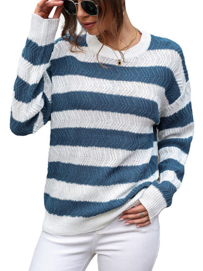 Woman in striped sweater, sunglasses, casual fashion