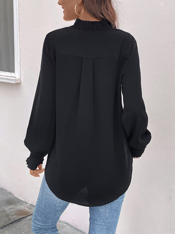 V-neck elegant loose fit women&