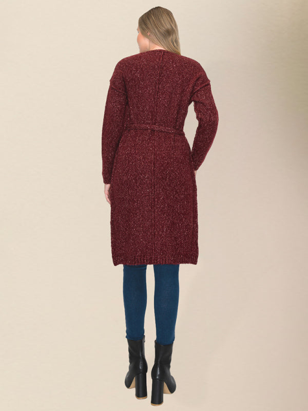 Cardigan pull tricoté long décontracté pour femmeRP0023526 