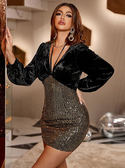 Elegantes und sexy glänzendes Party-Cocktailkleid für Damen 