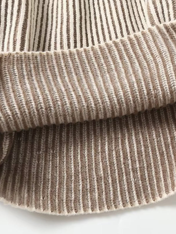 Neuer Damen-Kurzpullover im Lazy-Stil mit kontrastierender Farblinie und hohem Kragen 