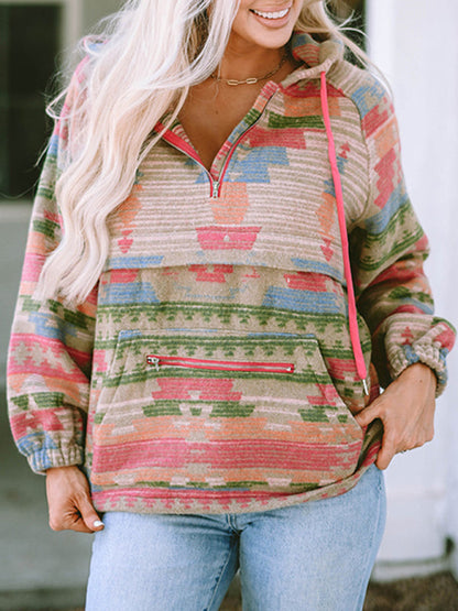 Damen-Sweatshirt mit Kapuze und abstraktem Muster 