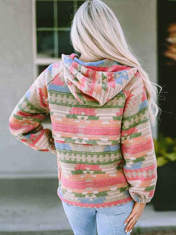 Damen-Sweatshirt mit Kapuze und abstraktem Muster 