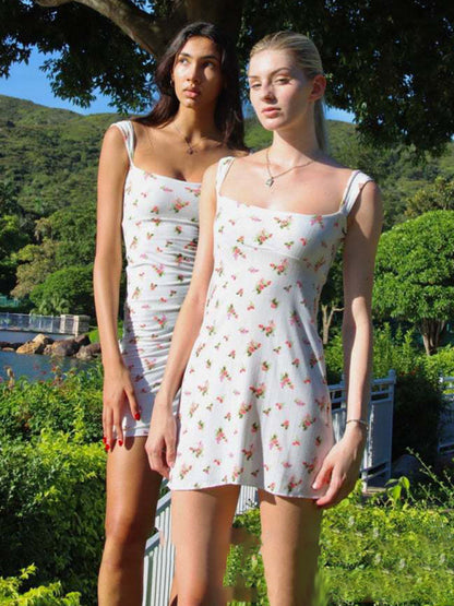 Robe skinny tricotée à imprimé floral pour femmes 