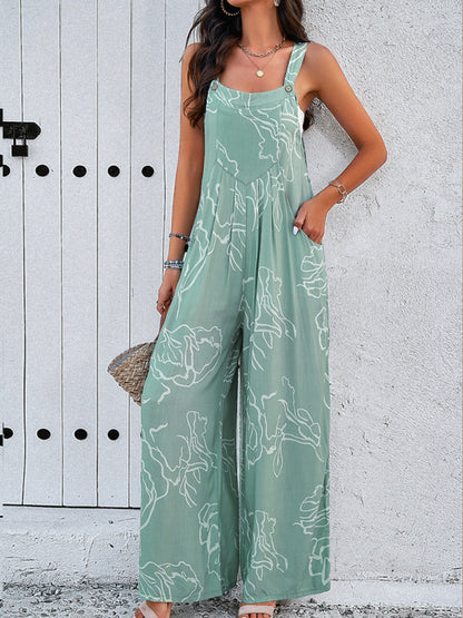 Feminine Elegant Abstract Print Jumpsuit Overalls