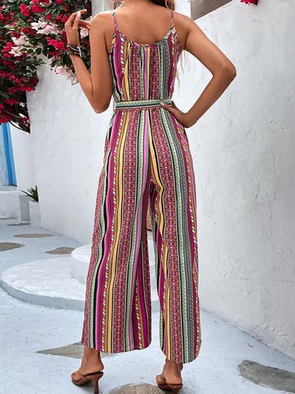 Eleganter Urlaubs-Overall im Bohemian-Stil für Damen mit Hosenträgern 