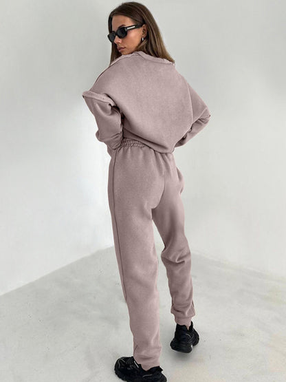 Damen Zweiteiler mit gestricktem Sweatshirt und Leggings im neuen Stil mit einfachem Spleißen 