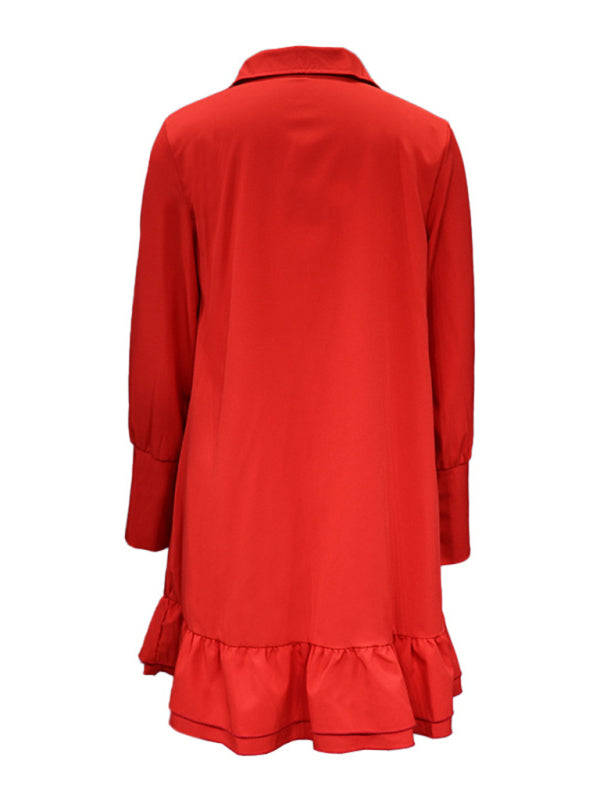 Robe ample, à la mode et simple de couleur unie pour femmes 