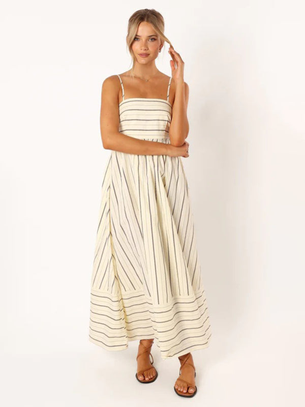 Robe décontractée rayée sans manches, sans bretelles, dos nu, nouvelle collection pour femmes 