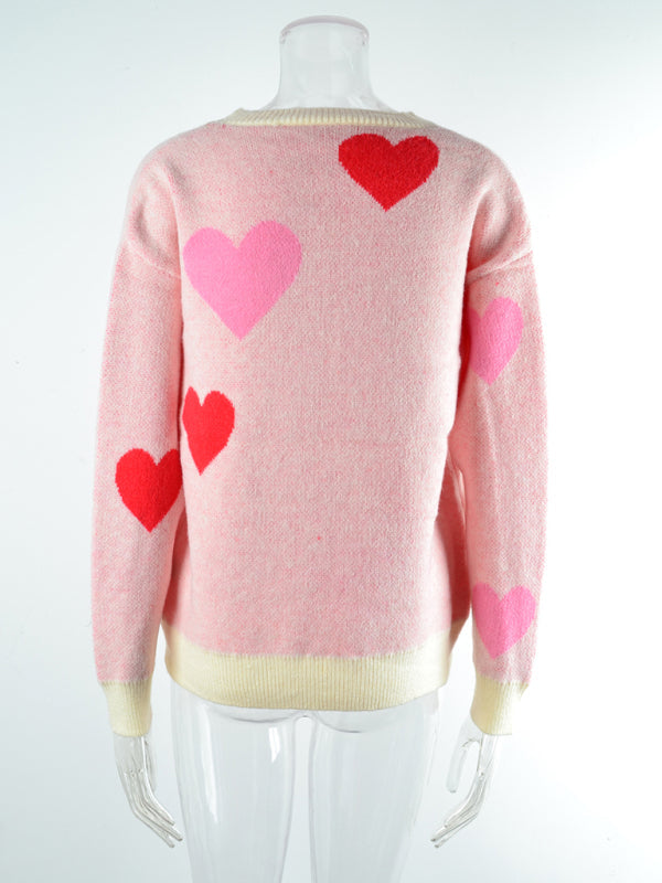 Damen Love Valentinstag Rundhals Strickpullover 