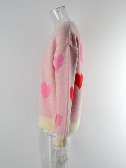Damen Love Valentinstag Rundhals Strickpullover 