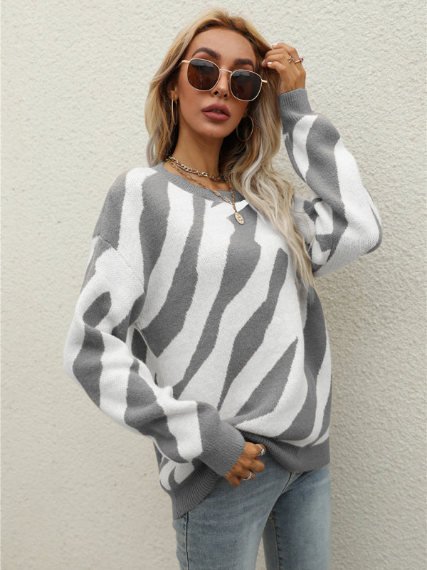 Modischer Strickpullover mit Streifen für Damen 