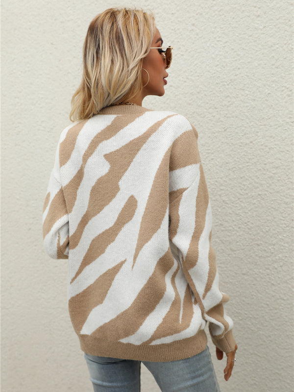 Modischer Strickpullover mit Streifen für Damen 