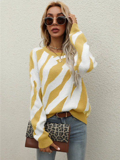 Modischer Strickpullover mit Streifen für Damen 