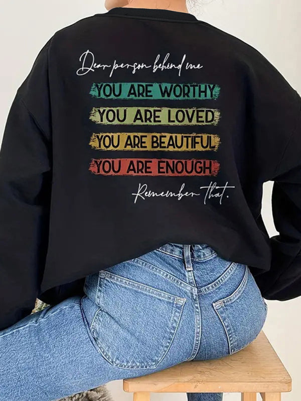 Inspirational Quote Print Casual Sweatshirt