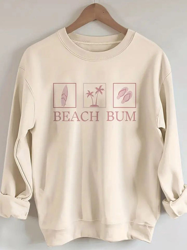 Sweat-shirt à col rond pour femmes, décontracté, plage, lettre, vente en gros 
