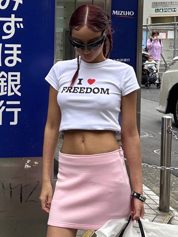 Neues, sexy, nabelfreies Kurzarm-T-Shirt im Street-Style für Damen 