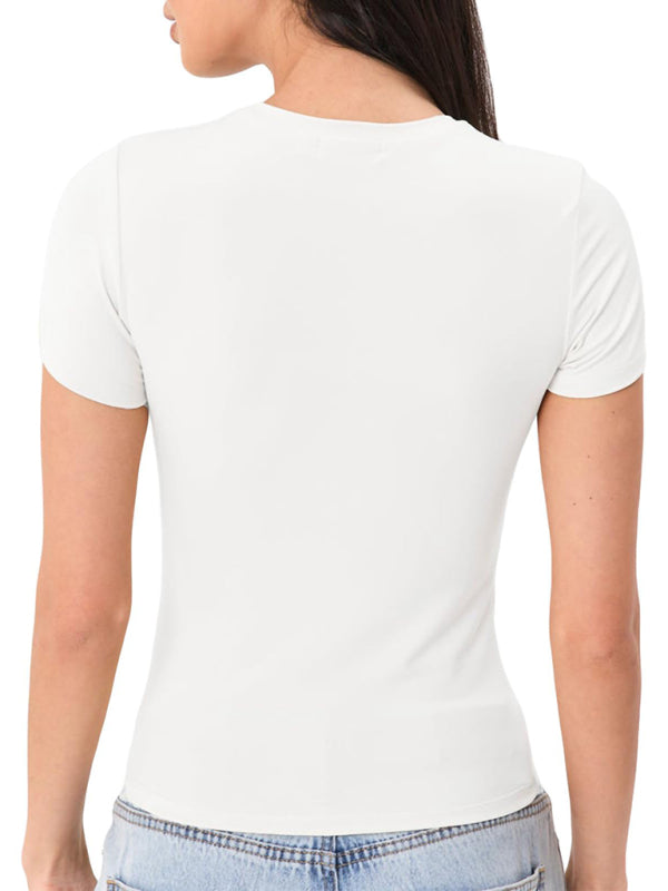 Neues, sexy, nabelfreies Kurzarm-T-Shirt im Street-Style für Damen 