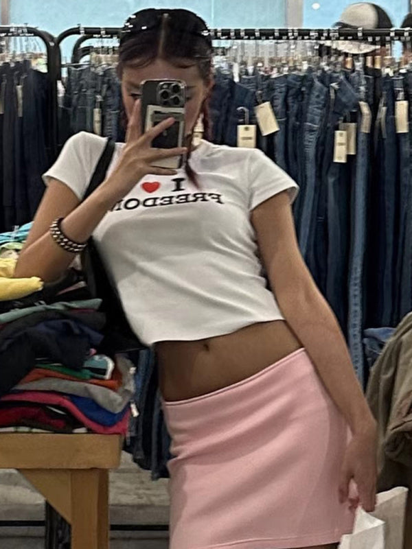 Neues, sexy, nabelfreies Kurzarm-T-Shirt im Street-Style für Damen 