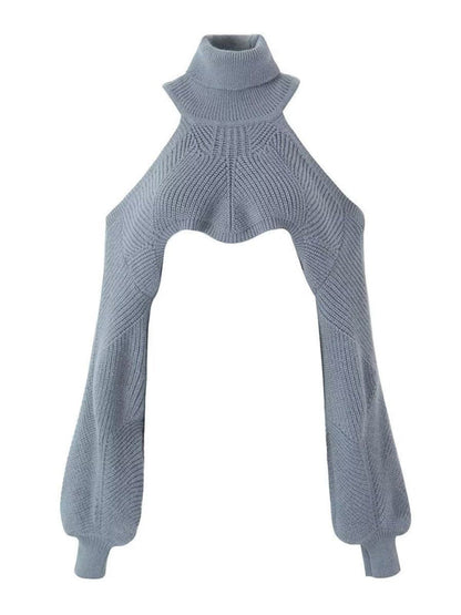 New sexy off-shoulder short sweater hot girl turtleneck pullover sweater
