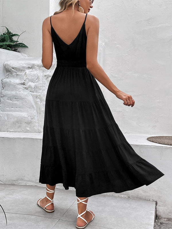Robe midi femme noire à bretelles new 
