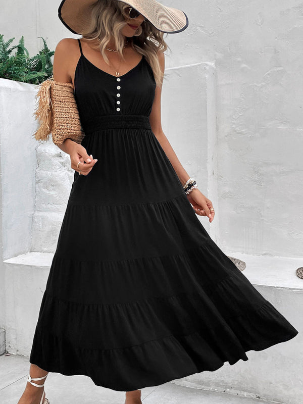 Robe midi femme noire à bretelles new 