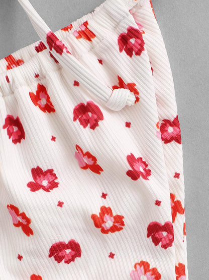 Nouveau Maillot de bain fendu imprimé fleur rose, bikini à col licou, teinture par nouage, nouvelle collection 