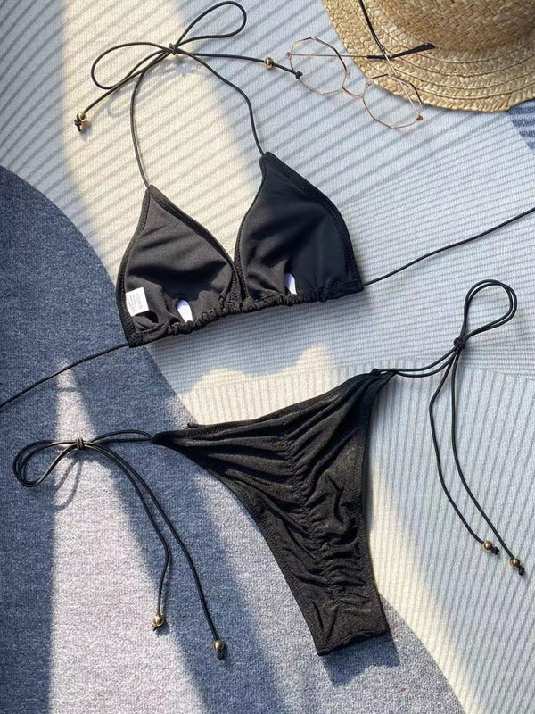 Neuer Bikini für Damen, einfarbig, Seilriemen, sexy Badeanzug 
