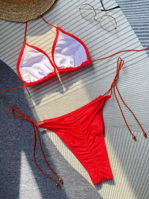 Neuer Bikini für Damen, einfarbig, Seilriemen, sexy Badeanzug 