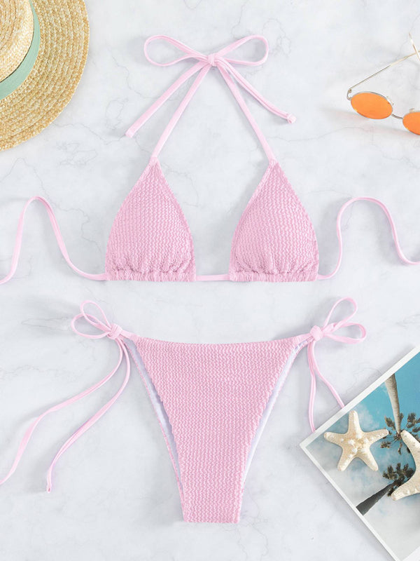 Nouveau bikini à lacets à motif ondulé à la mode et sexy pour femmes 